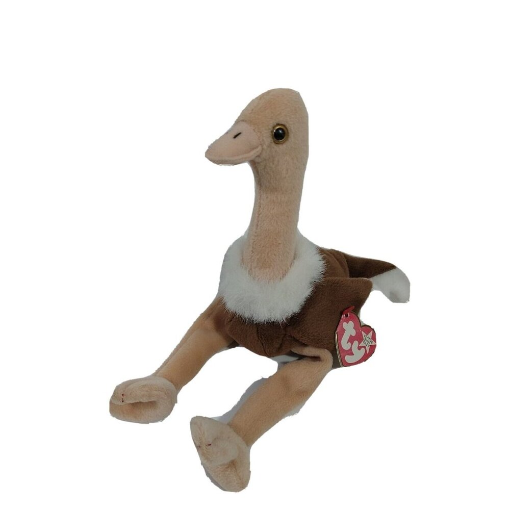 Vintage 1997 Ty Beanie Babies Stretch Ostrich Plush Stuffed Animal with Hang Tag